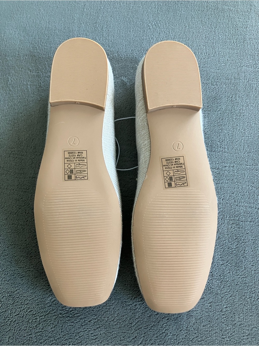 Joe Fresh 99% Linen Square Toe Ballet Flats Size 7 Cream NWT - Picture 7 of 8